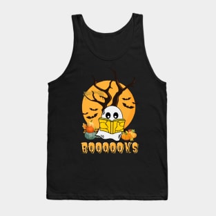 Cute Booooks Ghost Read More Books Funny Teacher Halloween Tank Top